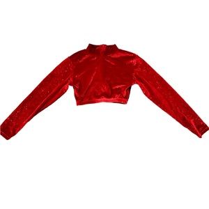 Red sparkly long sleeve crop top. Size Girls Large.
